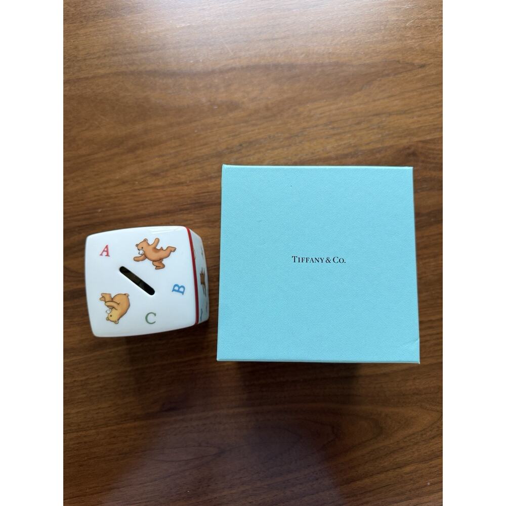 Tiffany & Co. Alphabet Bears Porcelain Piggy Bank 2006 Japan w/ Box Rare